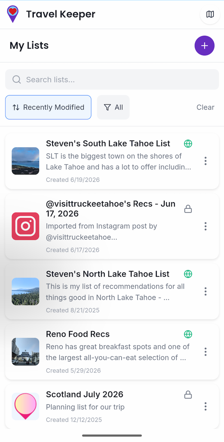 Your lists view