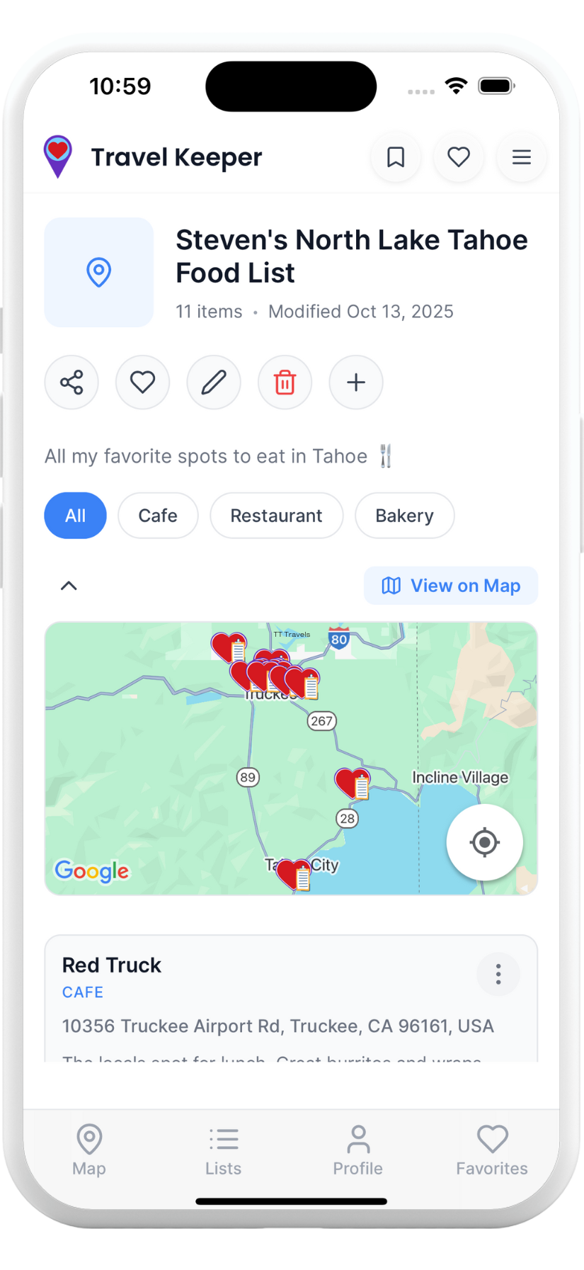 View Recommendations on Map